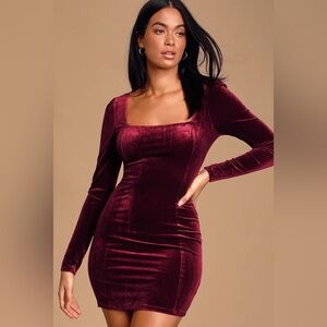 Lulus Red Velvet Mini Dress